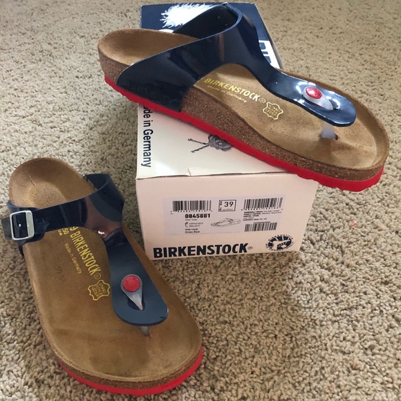 navy patent birkenstocks